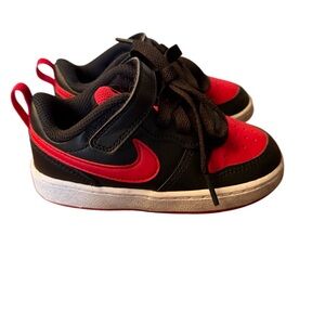 Kids Nike Court Borough Red and Black Sneakers-Size 8